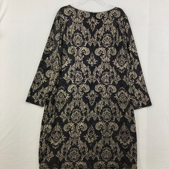 Jessica Howard size 18W Black Brown Damask Print Stretch Knit Dress Office - Picture 8 of 11